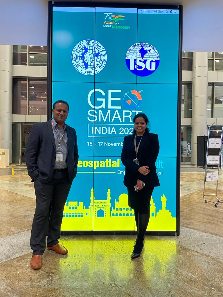 sat_sure's tweet photo. We are at #GeoSmartIndia2022, where are you? @geoworldmedia @AlishaAero @pbasu_space #geospatial #EarthObservation #BFSI #geofintech https://t.co/C10lvA49CA