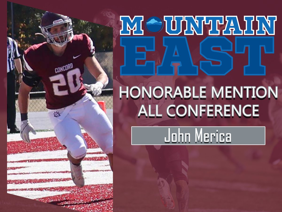CUMountainlions (@cumountainlions) on Twitter photo Playing only seven games, <a href="/ConcordFootball/">Concord University Football</a>'s John Merica made an impact in the secondary to be voted All-MEC Honorable Mention Playing only seven games, <a href="/ConcordFootball/">Concord University Football</a>'s John Merica made an impact in the secondary to be voted All-MEC Honorable Mention