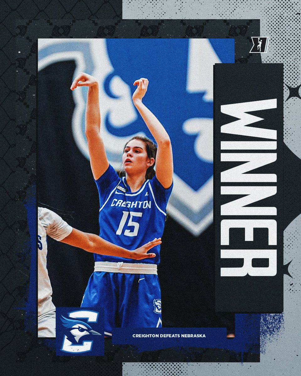 MarchMadnessWBB's tweet photo. The battle for Nebraska goes to the BlueJays! 👏

No. 20 @CreightonWBB defeats No. 22 @HuskersWBB, 77-51

#NCAAWBB https://t.co/K8ViL0nt4g