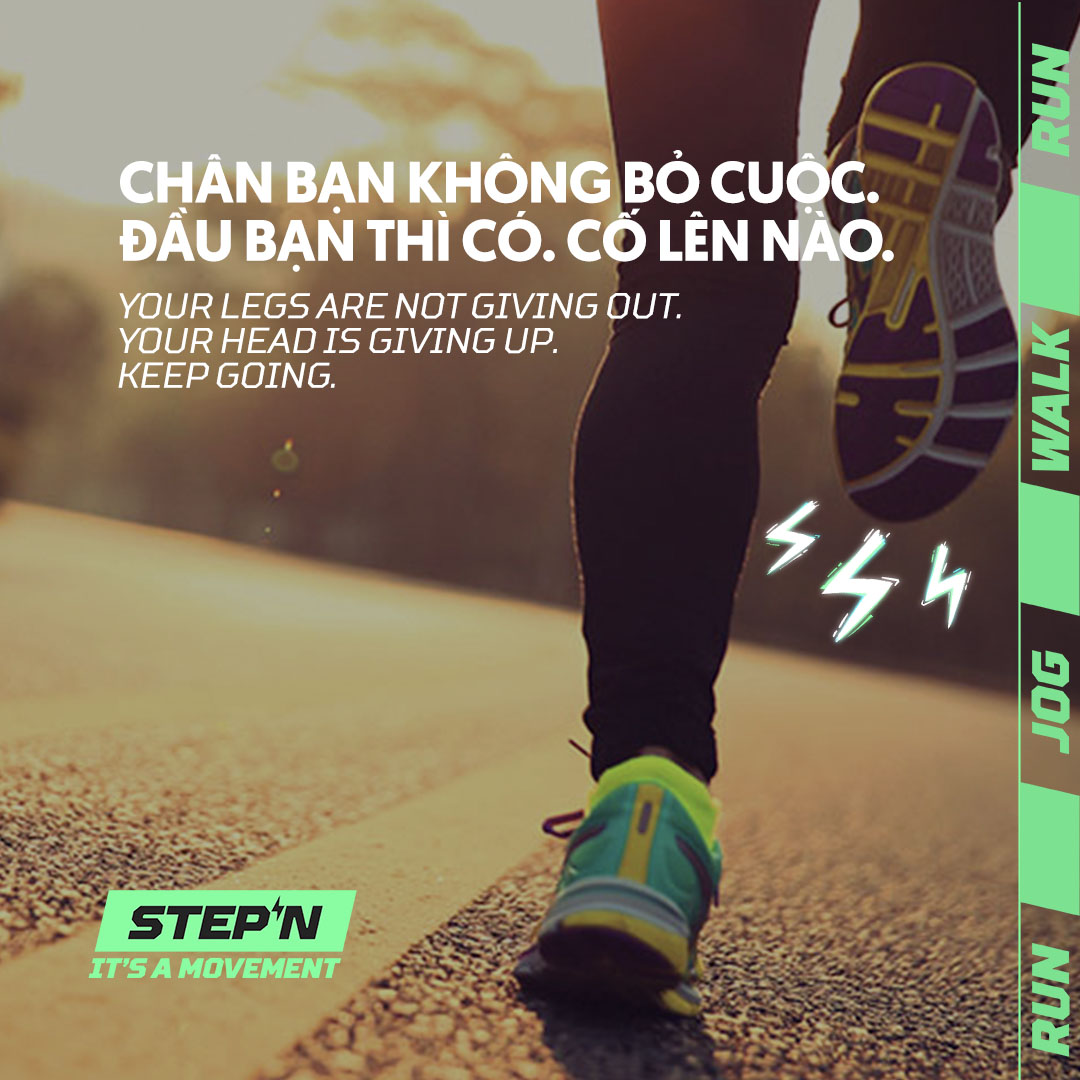 Chân bạn không bỏ cuộc. Đầu bạn thì có. Cố lên nào.

Your legs are not giving out. Your head is giving up. Keep going.

#goal #practice #longrun #time #therapy #mentalhealth #mental #running #movement #STEPN #jog #run #hobby #walk #stepn_vietnam