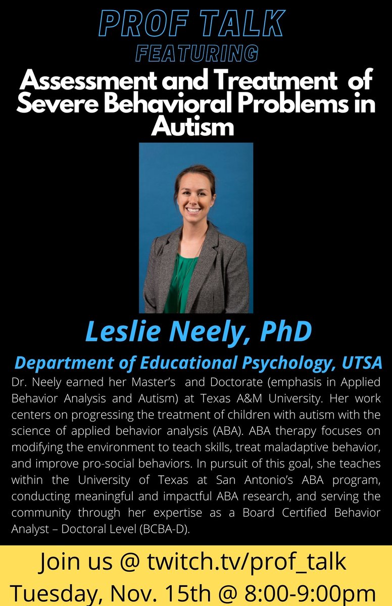 Prof_Talk_UTSA's tweet photo. We're about to go live!!!! The end of the semester is nigh. Chat it up with @swanamama , @GROWTHLabUTSA , and @LeslieCNeely  -  live at https://t.co/QDxomBJlI1 ! #college #careers #psychology #aba #appliedbehavioralanalysis #utsa #academictwitter #twitch https://t.co/73wCFs9RxT