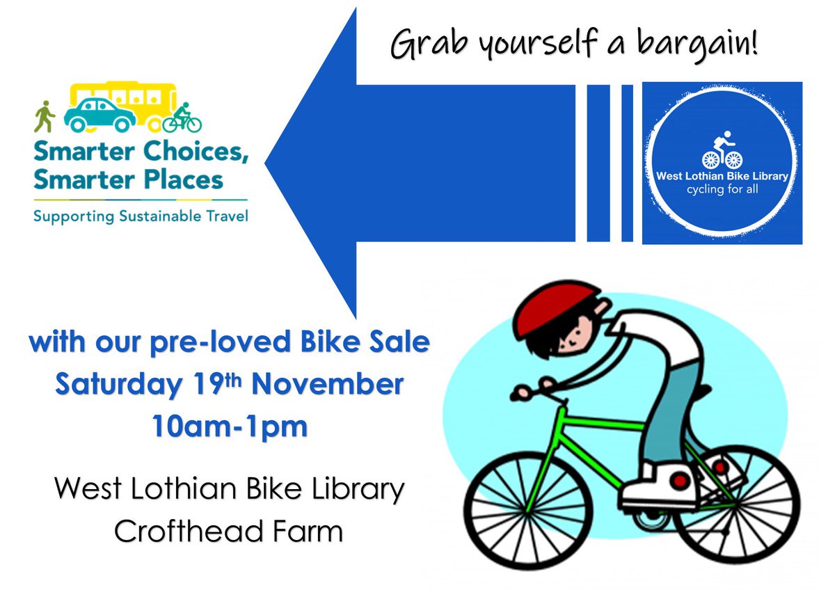 Pop along on Saturday and pick up a bargain. <a href="/SpokesLothian/">Spokes CycleCampaign</a> <a href="/LoveWestLothian/">West Lothian Council</a>