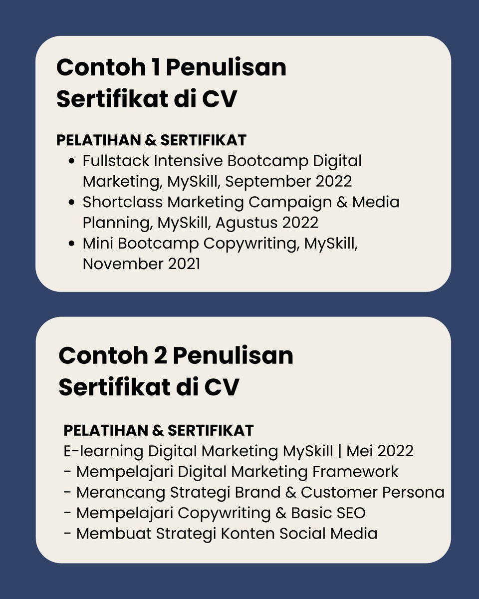 Cara penulisan sertifikat pelatihan di cv yang benar sertifikat boleh