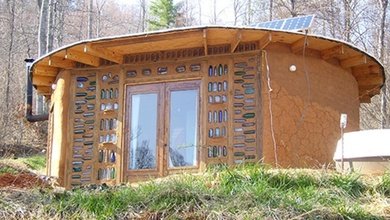 ConClimate's tweet photo. Earthbag homes are a great low-cost solution to the housing crisis. They can be built to look any way you wish. Are earthquake resistant and well insulated. I built one for seven grand.#COP27 https://t.co/JpzDZaHP59