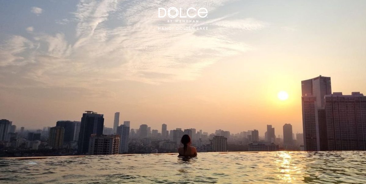ByHanoi's tweet photo. The sunset always has a romantic beauty much more different than any moment in the day. If you are looking for a romantic to enjoy this beautiful moment, the 24K Infinity pool at Dolce by Wyndham Hanoi Golden Lake is the perfect place for you.
#Dolcehanoigoldenlake #Hanoi https://t.co/mjJ6JE2TB1