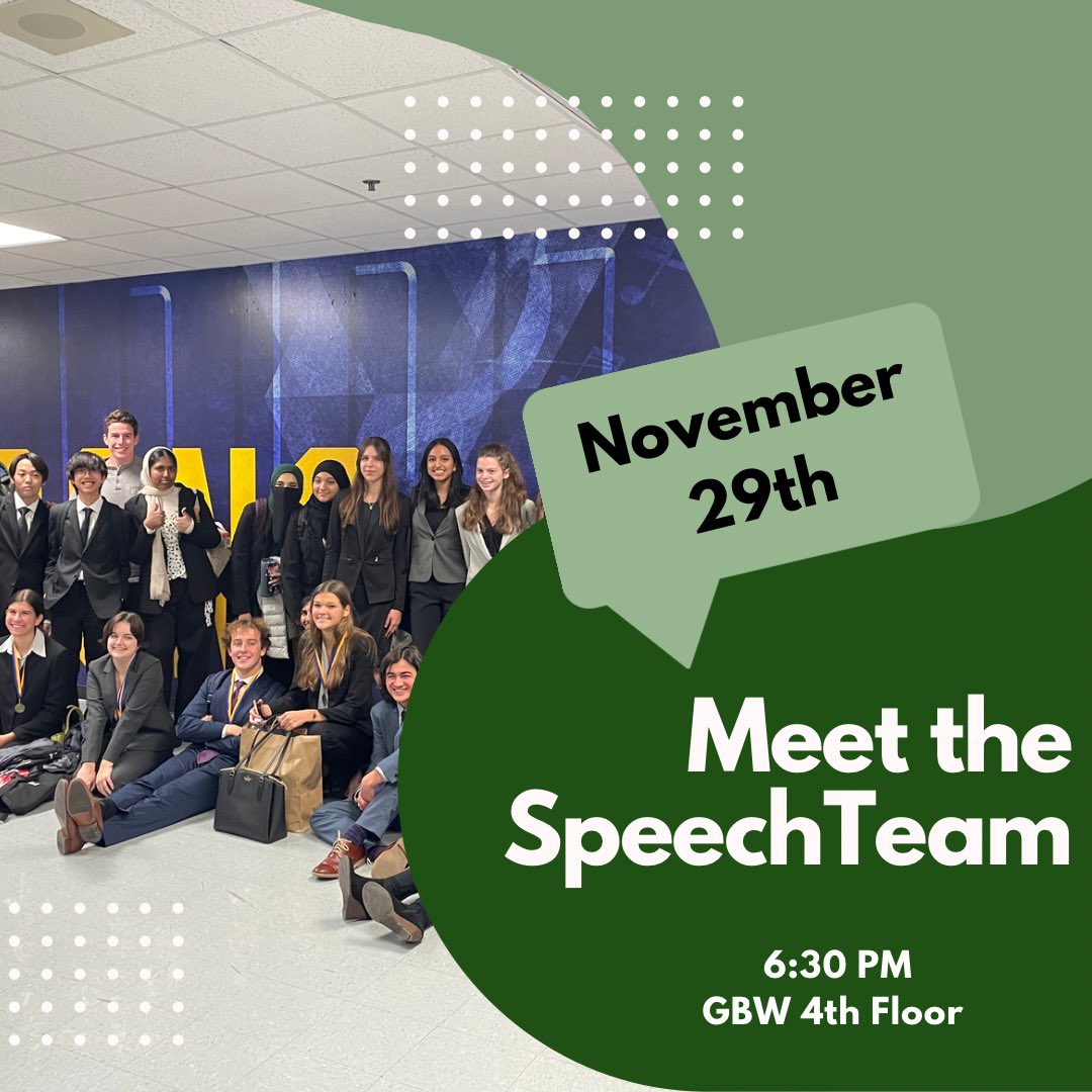 Stop by on Tuesday 11.29 for Meet the Speech Team! Come see what West Speech has been working hard on Al season. All are welcome!