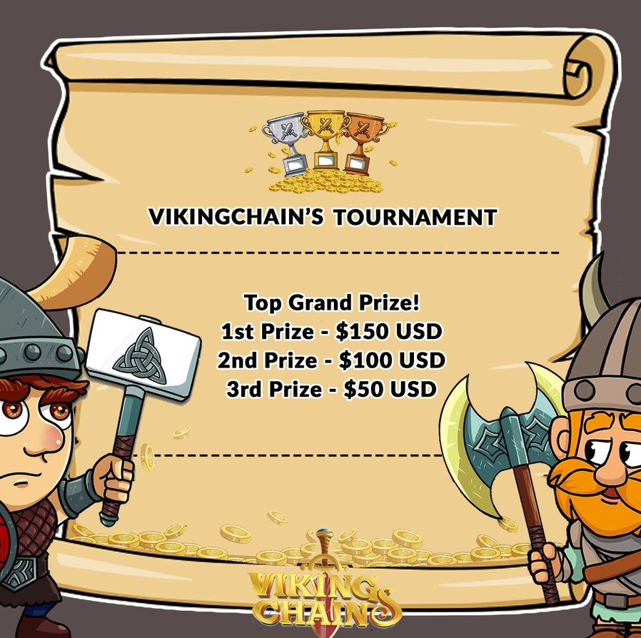 Unfortunate series of events had happened in the crypto space! 

Nevertheless, the next VikingsChain's tournament is here: 

Qualifying Period: 1st Dec 22 to 1st Feb 2023.
Top 3 prizes to be won! 
May the $VIKC be with you!

#VIKC #binance #bnb #GameFi #VikingsChain