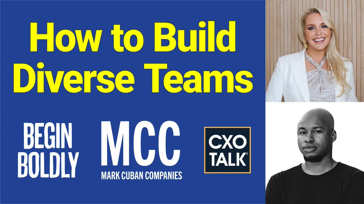 cxotalk's tweet photo. How to Create Diverse Teams?
Fri 18 Nov 2022, LIVE, 1 pm ET / 10 am PT

Join #CXOTalk guests:
* @CHunterArscott published by @BKpub
* Co-host @QuHarrison, Mark Cuban Companies
https://t.co/gNro8J0gsh

How can you overcome fear of failure?

#Transformation #Diversity #BeginBoldly https://t.co/q0o90Pd23s