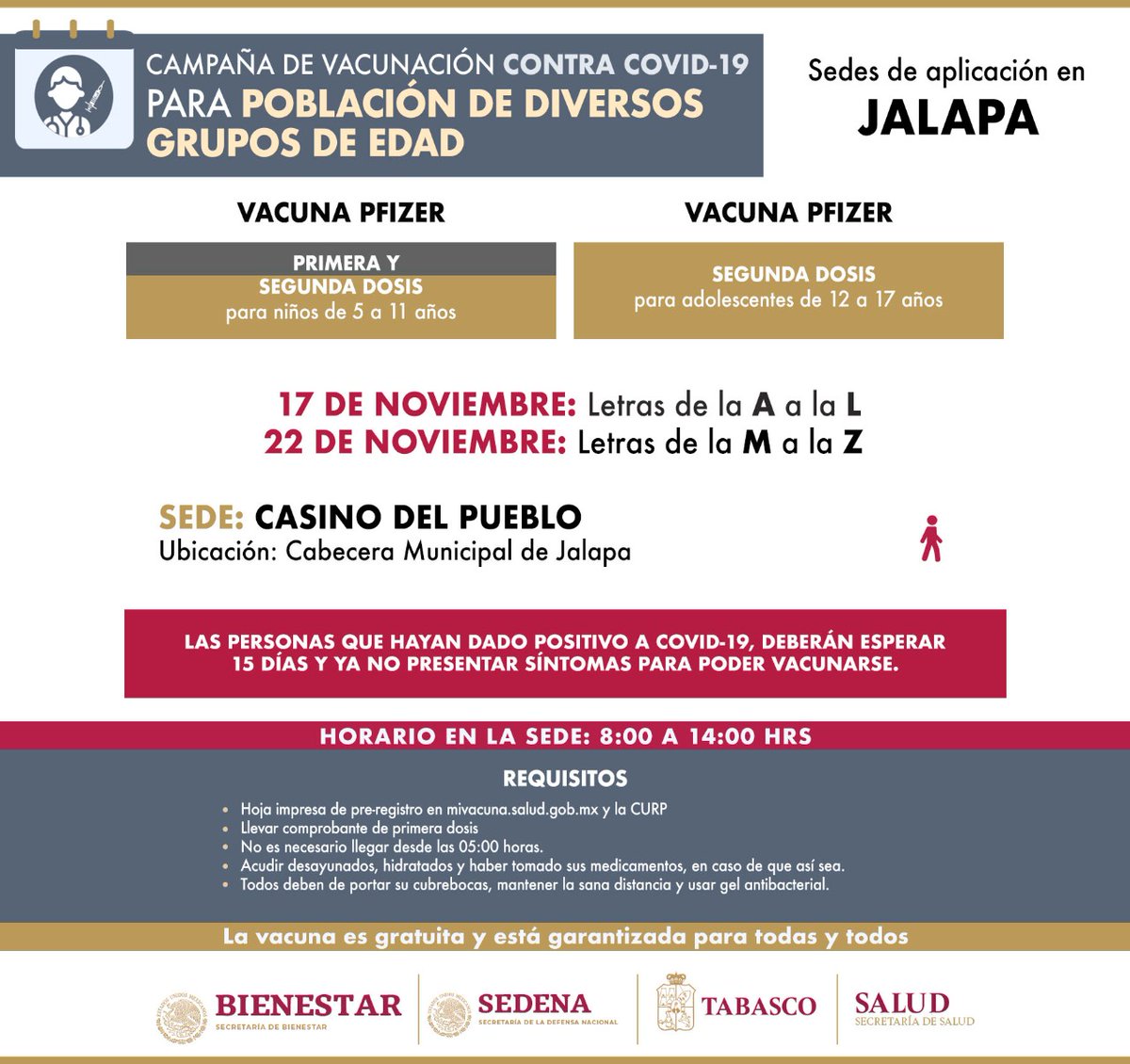 SSalud_Tab's tweet photo. Invitamos a todas las personas que aun no se han aplicado la vacuna contra el Covid-19, a que aprovechen las ultimas jornadas que estaremos realizando en los municipios de Centro, Cárdenas, Comalcalco, Jalpa de Méndez, Jalapa, Nacajuca, Paraíso, Teapa y Tacotalpa. https://t.co/5eDyc1HWI6