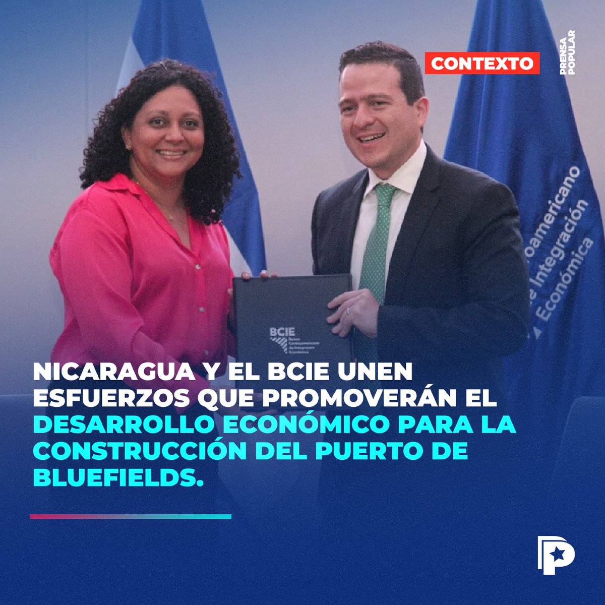 #Avances | Firma de Memorándum de Entendimiento entre el Gobierno de #Nicaragua y el Banco Centroamericano de Integración Económica (BCIE) para formalizar marco de colaboración y así facilitar el desarrollo del Proyecto del Puerto de Aguas Profundas de Bluefields. 🏦 📃✍️
