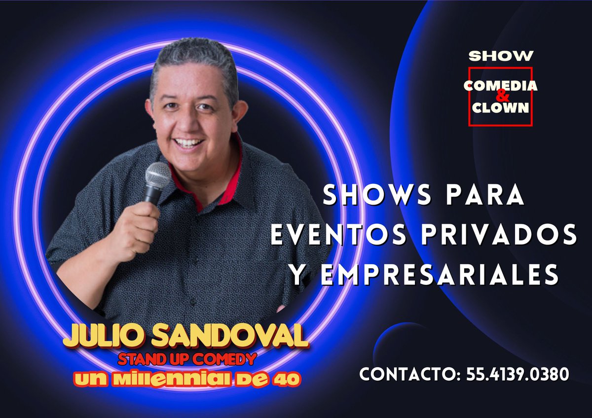 ComediayClown's tweet photo. Para tu evento un excelente show con el máster @soyjulio13. Escríbenos inbox para mayores informes. 
 #empresarios #empresariojoven #standupmexico #diversión #CDMX #shows #comediantesmexicanos #standup #risas #standupcomedy #comedia #unmillennialde40 #comediaenvivo #Comediante https://t.co/1lW242Vq4x