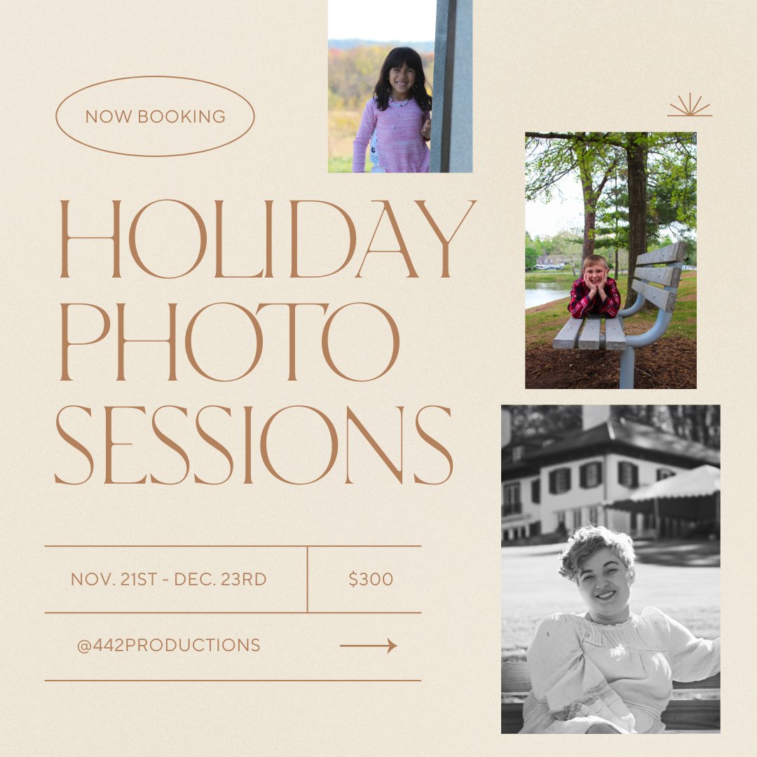 442Productions's tweet image. Though we have an engagement session booked for this weekend, we have room to book more clients for the coming weeks! Individual, couple, or whole family photo sessions for the holiday season. 

#442Productions #photography #photographer #WestChester #PA #familyphoto  #holiday