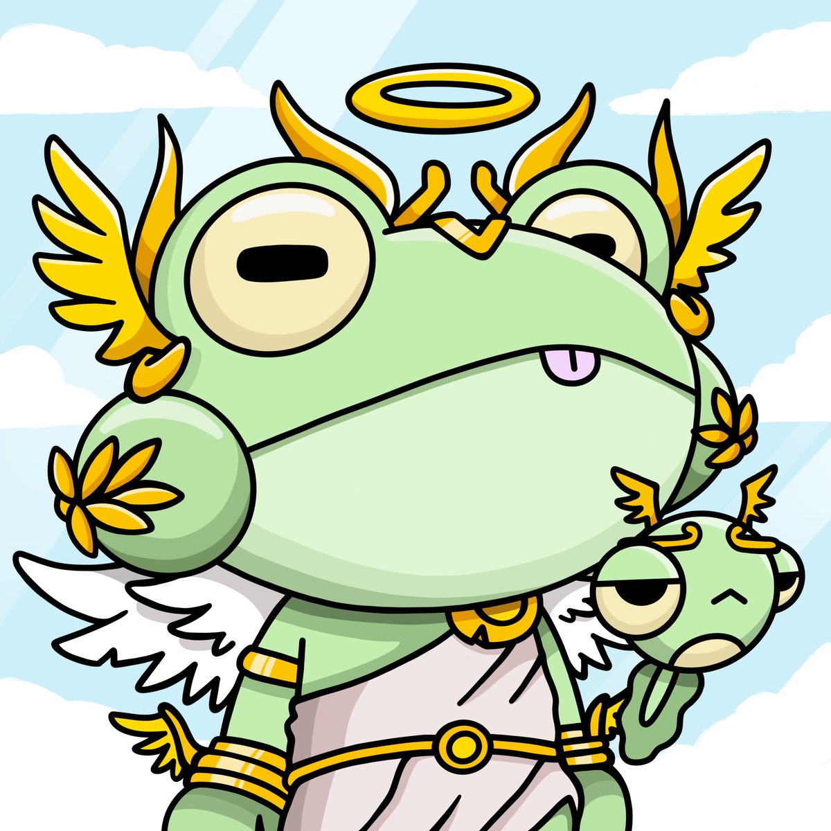 My <a href="/HappyHoppersNFT/">Happy Hoppers Club 🐸</a> x @AngelBabyHitSqd airdrop landed! Look how regal this hopper and little tadpole are! Thanks <a href="/itsoodon/">oodon</a> and @fettuccineNFT for continuing to bring such amazing value to the Cardano community. 🐸👼🏼

#CNFT #CNFTCommunity