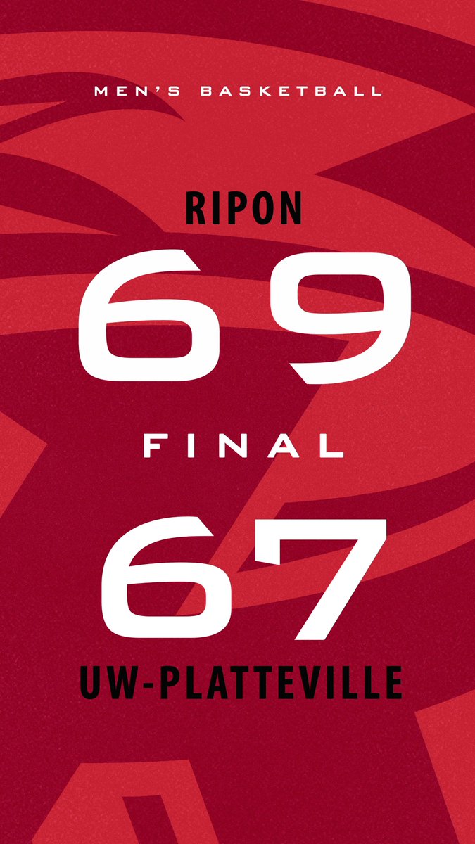 RiponRedHawks's tweet photo. #Final: MBK: Men's basketball moves to 2-0 with a 69-67 win over @UWPlattMBB tonight! https://t.co/NzhYptNTpo