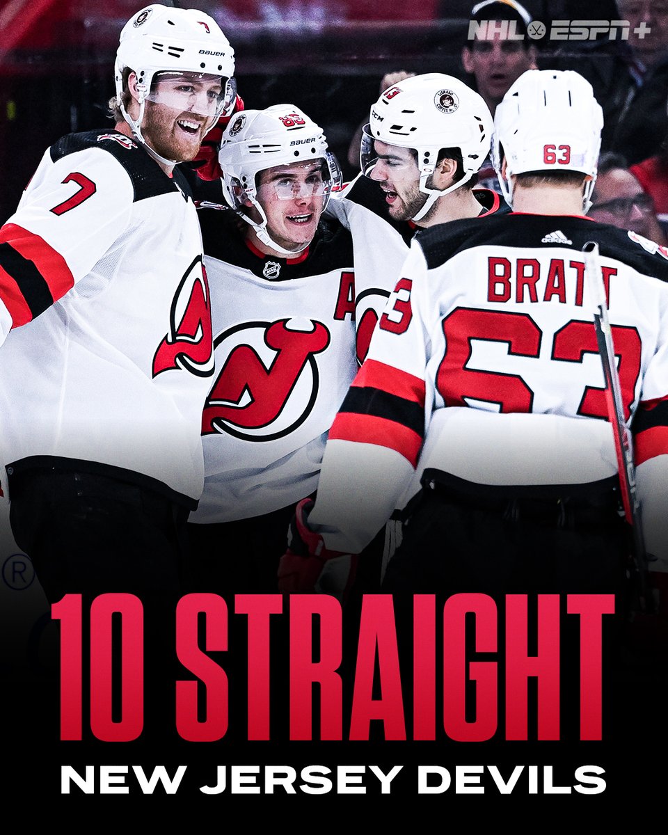 SportsCenter's tweet photo. 10. STRAIGHT. WINS.

@NJDevils 📈 https://t.co/SahXJbsnEm