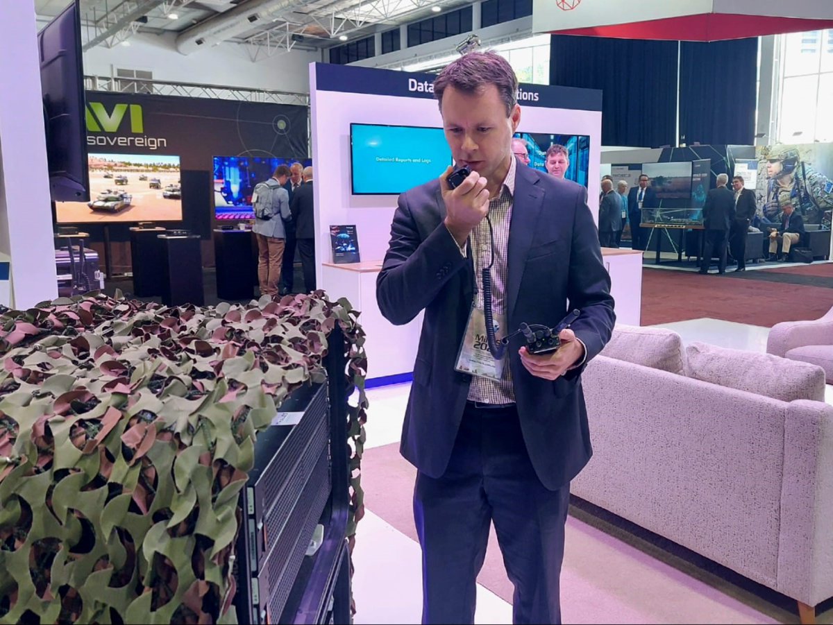 ThalesAustralia's tweet photo. Visit Thales at #MilCIS2022 to see Nexium Defence Cloud in action. Thanks to @ambertechnology for the loan of their Silvus radios, we’re demonstrating live voice to voice and voice to text translation to show how it could benefit soldiers in the field. #DefenceCloud https://t.co/5EWnyAsUUN