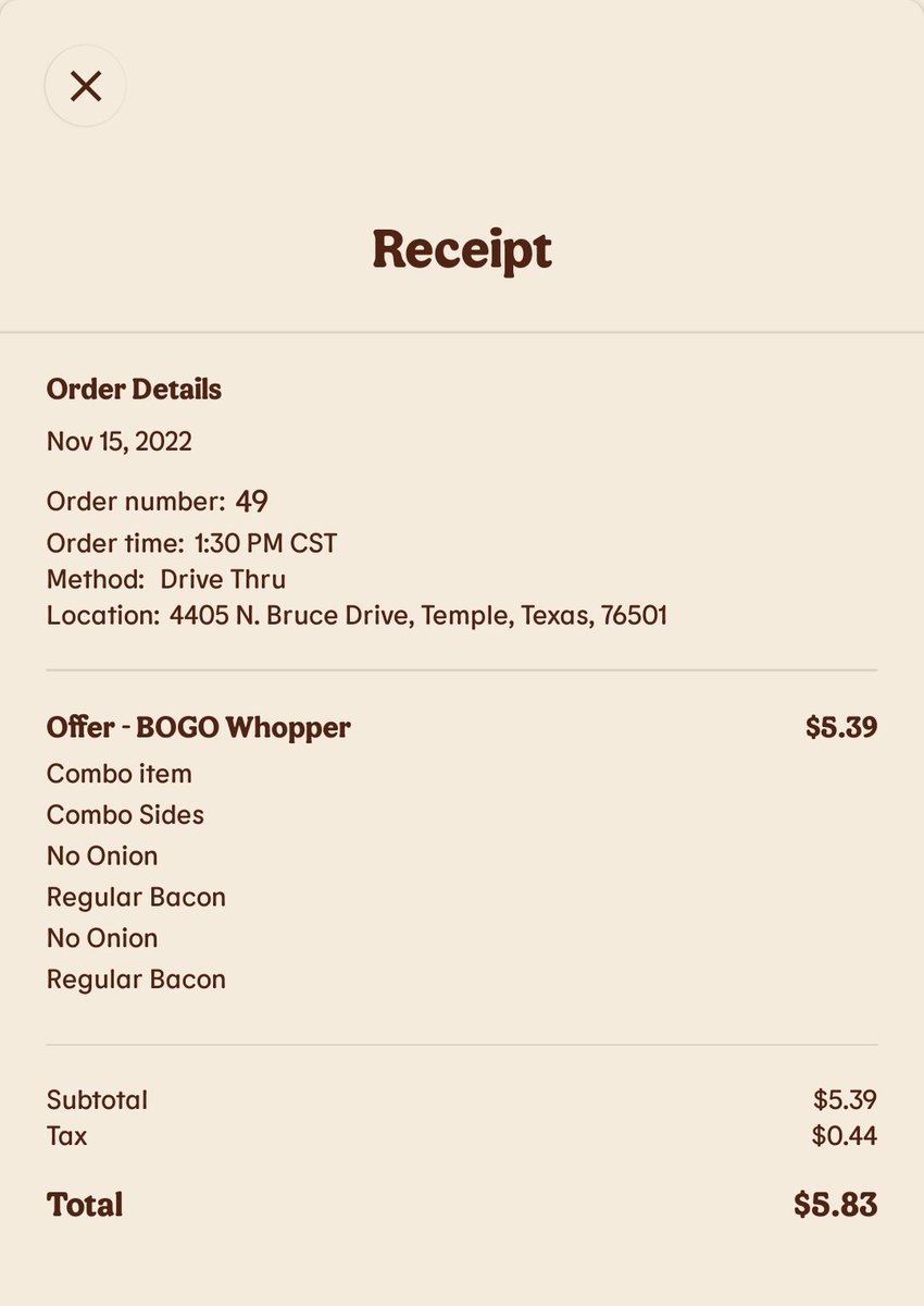 snorbinmop7's tweet photo. @BurgerKing recently ordered 2 Whoppers with no onion add bacon and I'm not sure if the bacon instruction even made it to the location. Not mad just wondering why mobile order bacon (which I paid for) wasn't translated to what I received. https://t.co/WAcOc4XLci