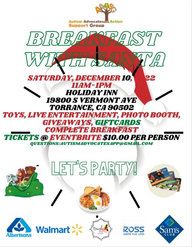 Celebrate the Holidays with @AutAdsNAction #breakfastwithsanta #differentabilities #giveaways #holidayparty #specialneeds #christmasparty #autismawareness #autismacceptance #autismfamilies #aaiasg
