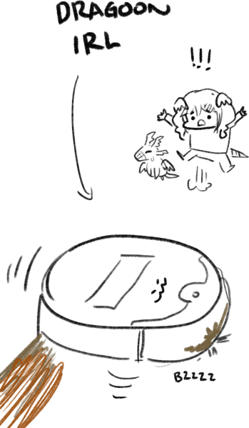 i feel bad for drawing dragoon as shit eating roomba, so i draw another sexy dragoon for positive vibe.
#tatsulaugh