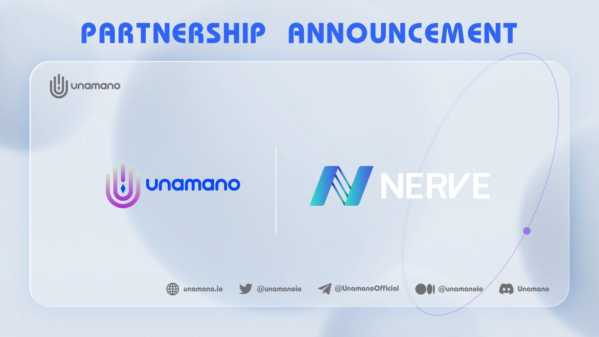 #Unamano is thrilled to announce the partnership with <a href="/nerve_network/">NerveNetwork</a>😊

A decentralized digital asset service network that supports 18 blockchains. NerveBridge, NerveSwap, NerveFarm, and all the Nerve products are multi-chain friendly👏👏

The future looks bright for us🚀