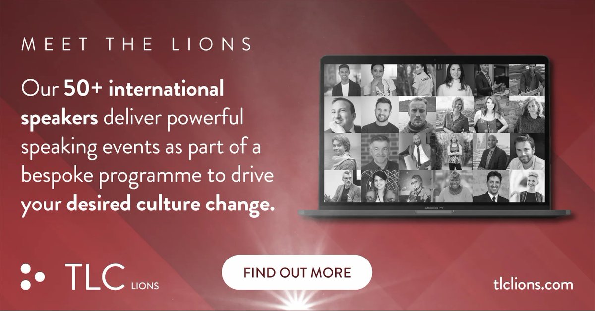 Our Lions are roaring to meet you! 🦁

Spanning Leadership, Inclusion, Wellbeing &amp; Sustainability, our 50+ speakers deliver powerful talks as part of a bespoke programme to drive your desired culture change. 

Get to know all of our Lions better here: buff.ly/3ToivNq