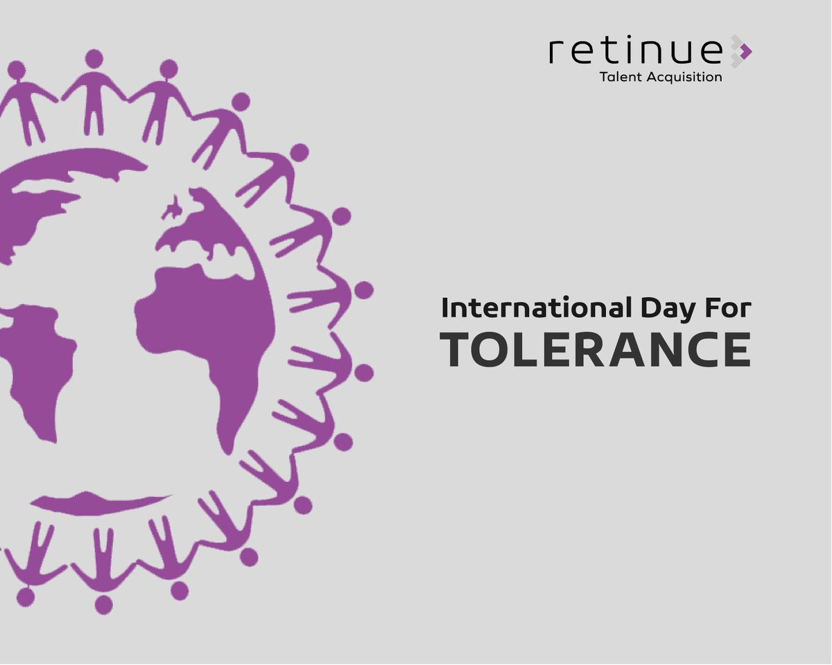 Retinue celebrates the #InternationalDayofTolerance, an important reminder to eradicate intolerance worldwide. By increasing #awareness and spreading #education to play an active role in eliminating #socialdiscrimination, we can make this world a better place to live and thrive.