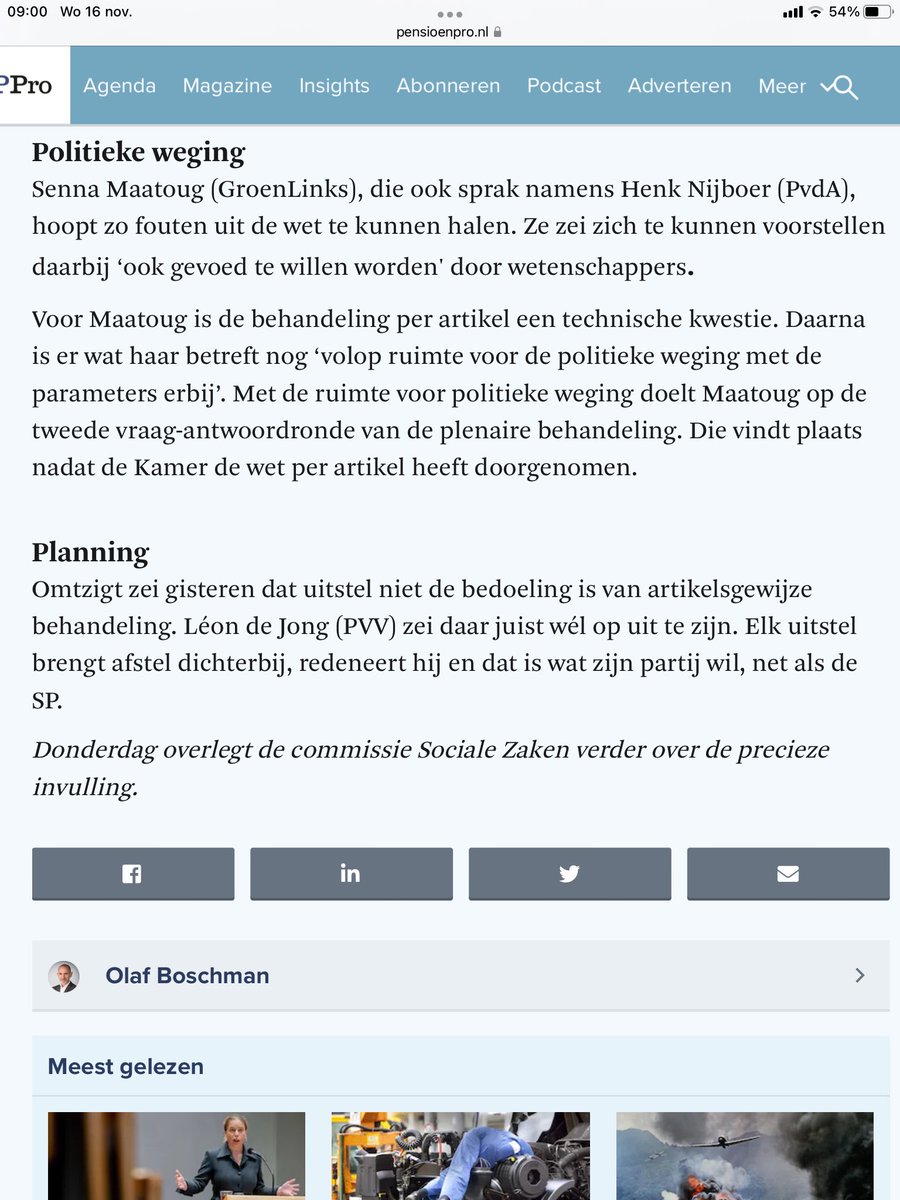 Martin van Rooijen (@mvrooijen) on Twitter photo Artikelsgewijze behandeling van Pensioenwet. Daarna pas 2e termijn Artikelsgewijze behandeling van Pensioenwet. Daarna pas 2e termijn