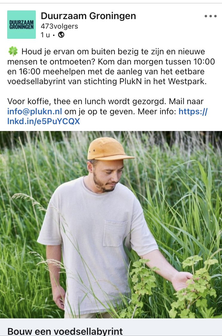 Groene vingers, zin om buiten te werken, morgen ben je welkom in het Westpark. Tussen 10.00 en 16.00 kun je meehelpen met de aanleg van het eetbare voedselbos. ☕️🥪 en ontmoetingen. #duurzaamgroningen