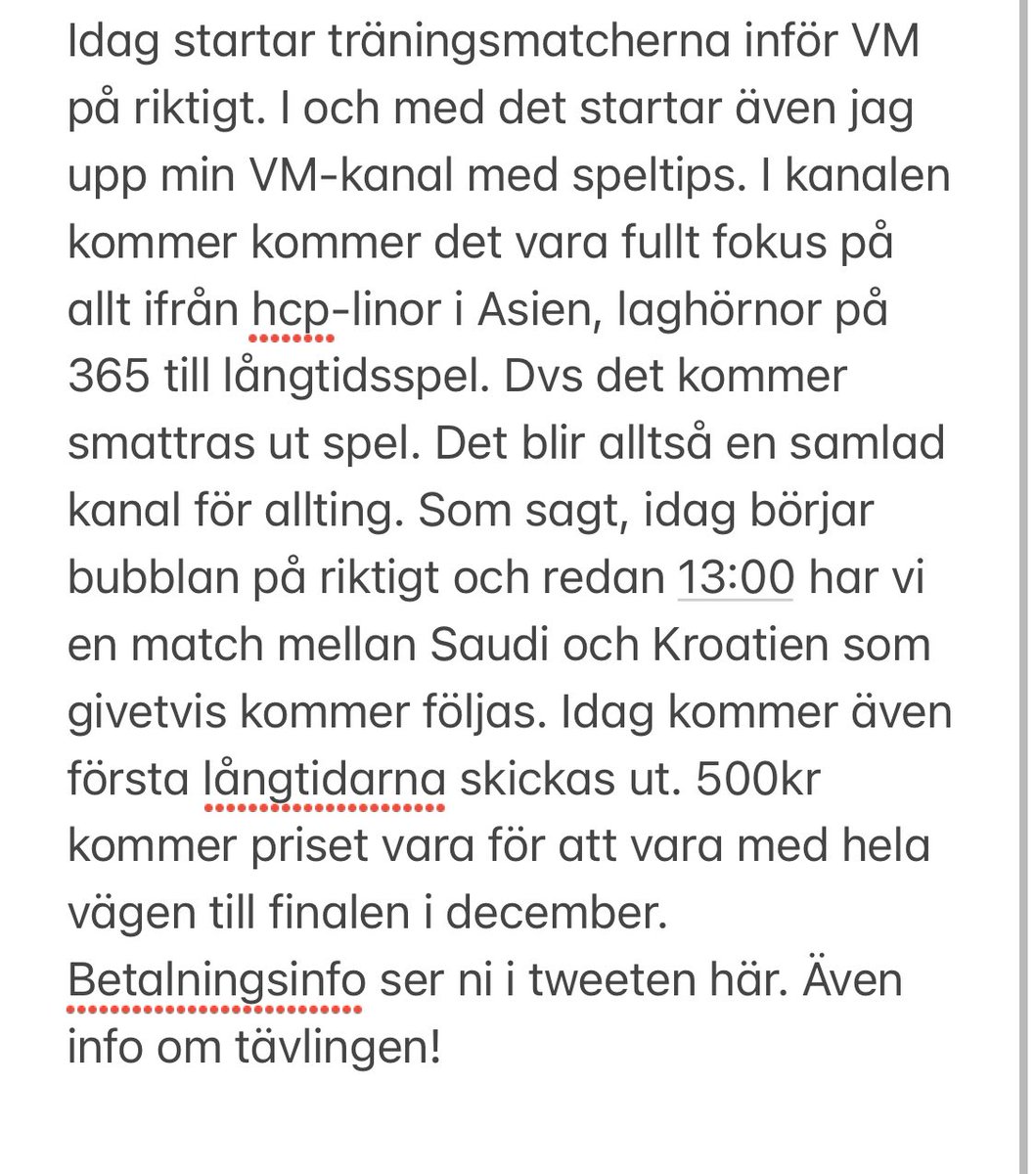 danielsbetting's tweet photo. Här är info om VM-kanalen som startar idag! Blir en tävling om två platser i gruppen här. Enda som behövs är en RT innan klockan 11:15 för att vara med. 

För betalning och plats i gruppen är det som det står 500kr. 

Swish: 123 07 753 53
Pay/skrill: Johansson-daniel@outlook.com https://t.co/eL4zsxTVnl