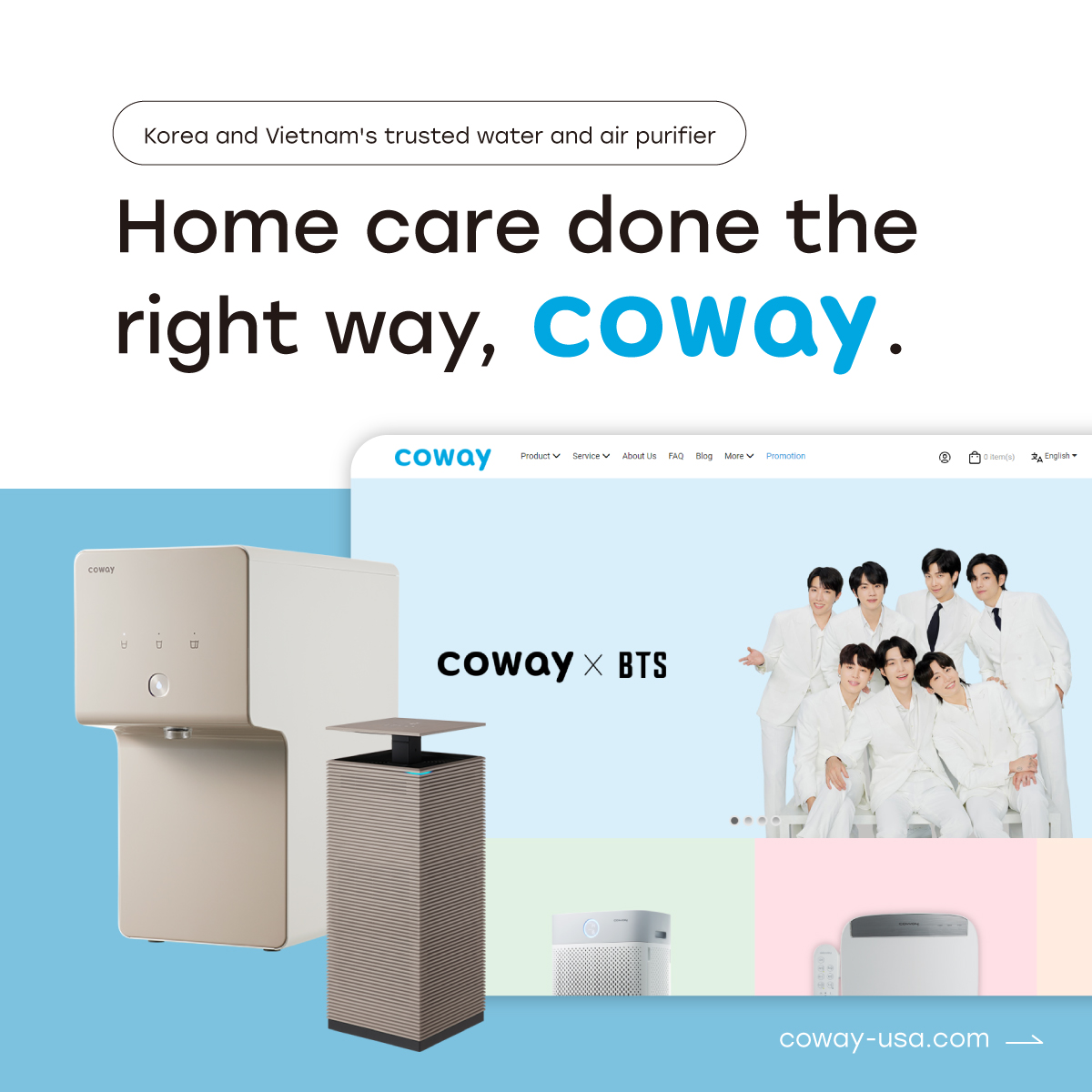 Cafe24Global's tweet photo. #Coway is the trusted water and air purifier in Vietnam and Korea. Its objective is to provide pure and clean water for its customers. 👏 https://t.co/TVoVQFdwDl