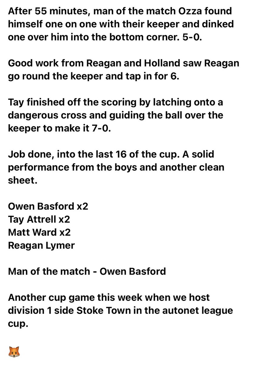 Match report from Sunday🦊