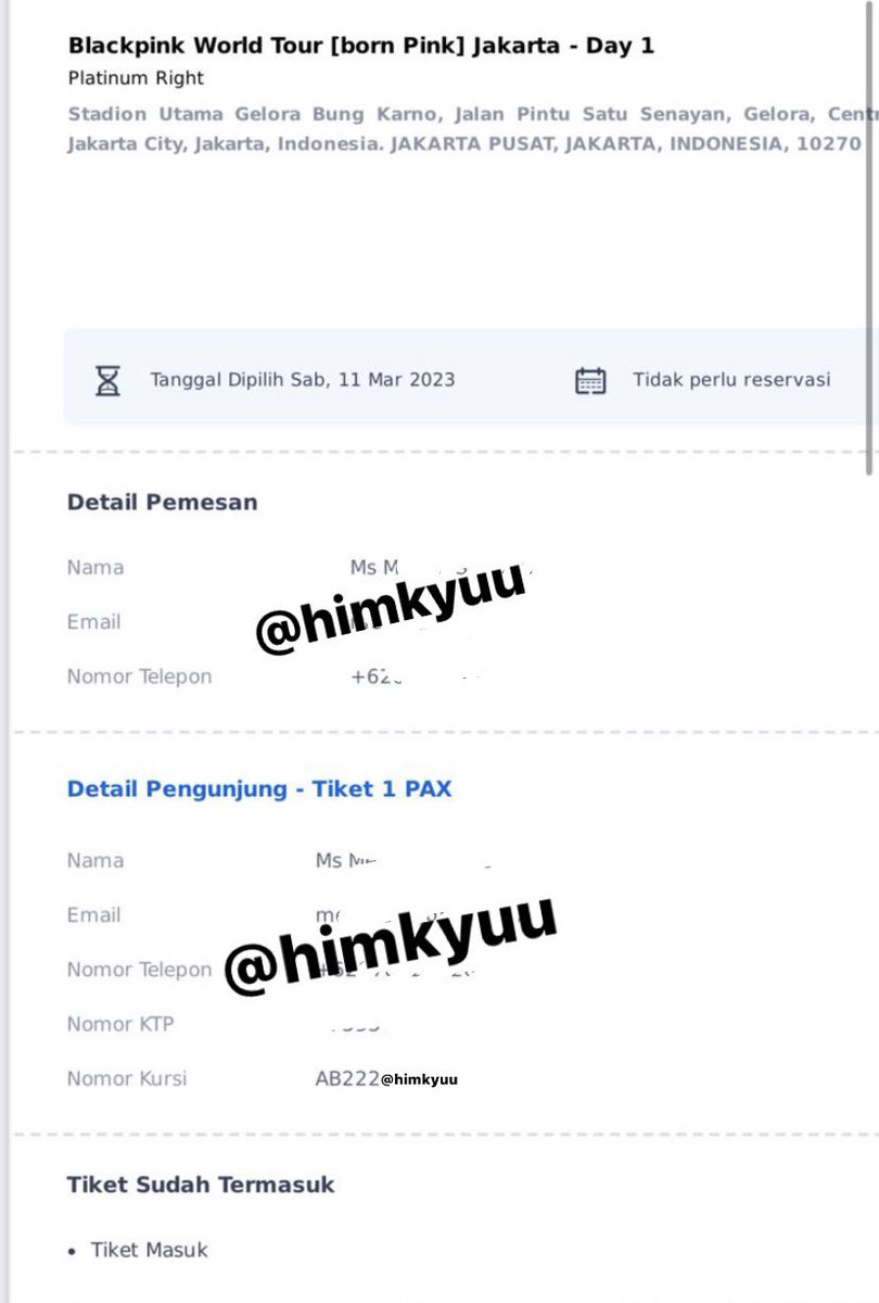 himkyuu's tweet photo. ❗️WTS (Want To Sale) BORNPINK; BLACKPINK WORLD TOUR IN JAKARTA❗️

🎟PLATINUM RIGHT (1 tix)
🗓DAY 1 (Sabtu, 11 Maret 2023)
💵reasonable price
🏷dibantu tukar tiket fisik

#BORNPINKJakarta https://t.co/xvIO7S7swF