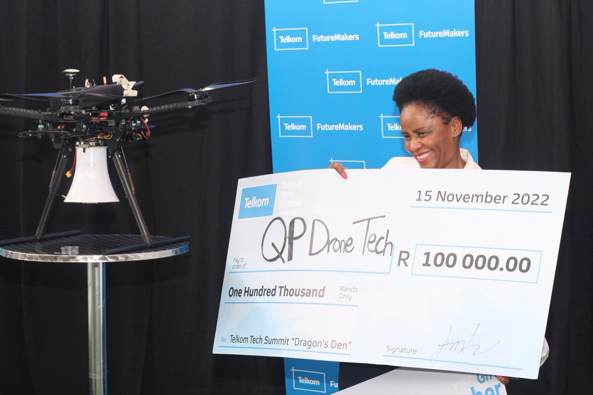 CultivationP's tweet photo. QP Drone Tech win R100 K provided by Dragons' Den towards their business
Dragons’ Den gives entrepreneurs an opportunity to pitch in front of a judging panel to win.
@TelkomZA @CultivationP #GlobalEntreprenuershipWeek #TTS22 https://t.co/3g8ES396ek