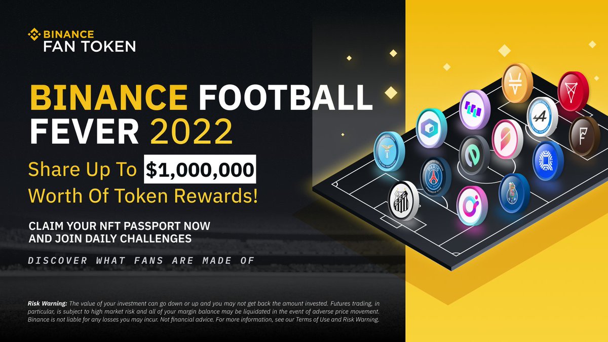 RT Waltonchain "Binance Football Fever Giveaway on Waltonchain Twitter begins Now!

Participants can claim their NFT passport by entering the campaign landing page through this link
binance.com/en/fan-token/f…

Have fun!⚽️⚽️🥳 "