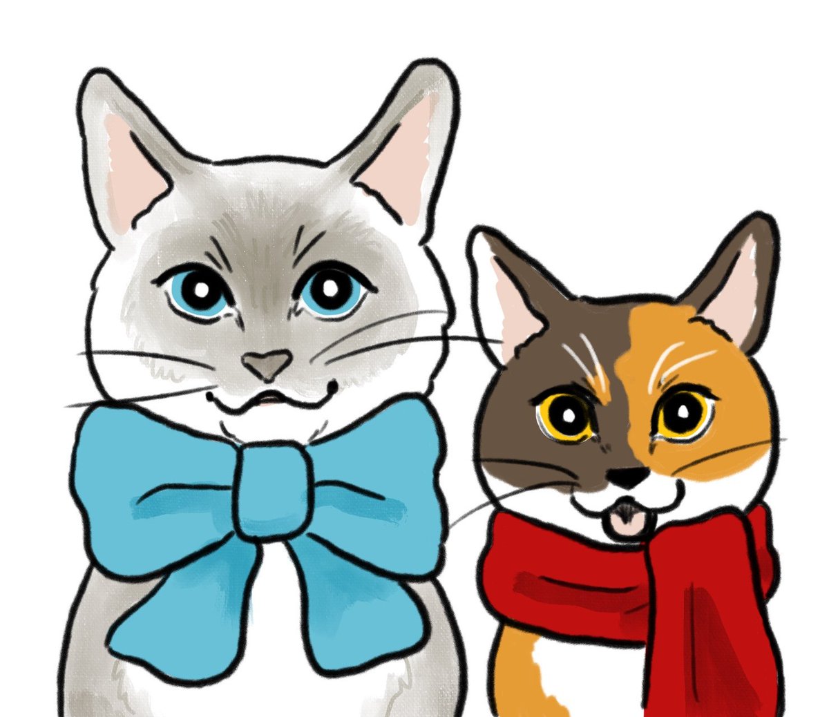 no humans cat white background red scarf scarf bow simple background  illustration images