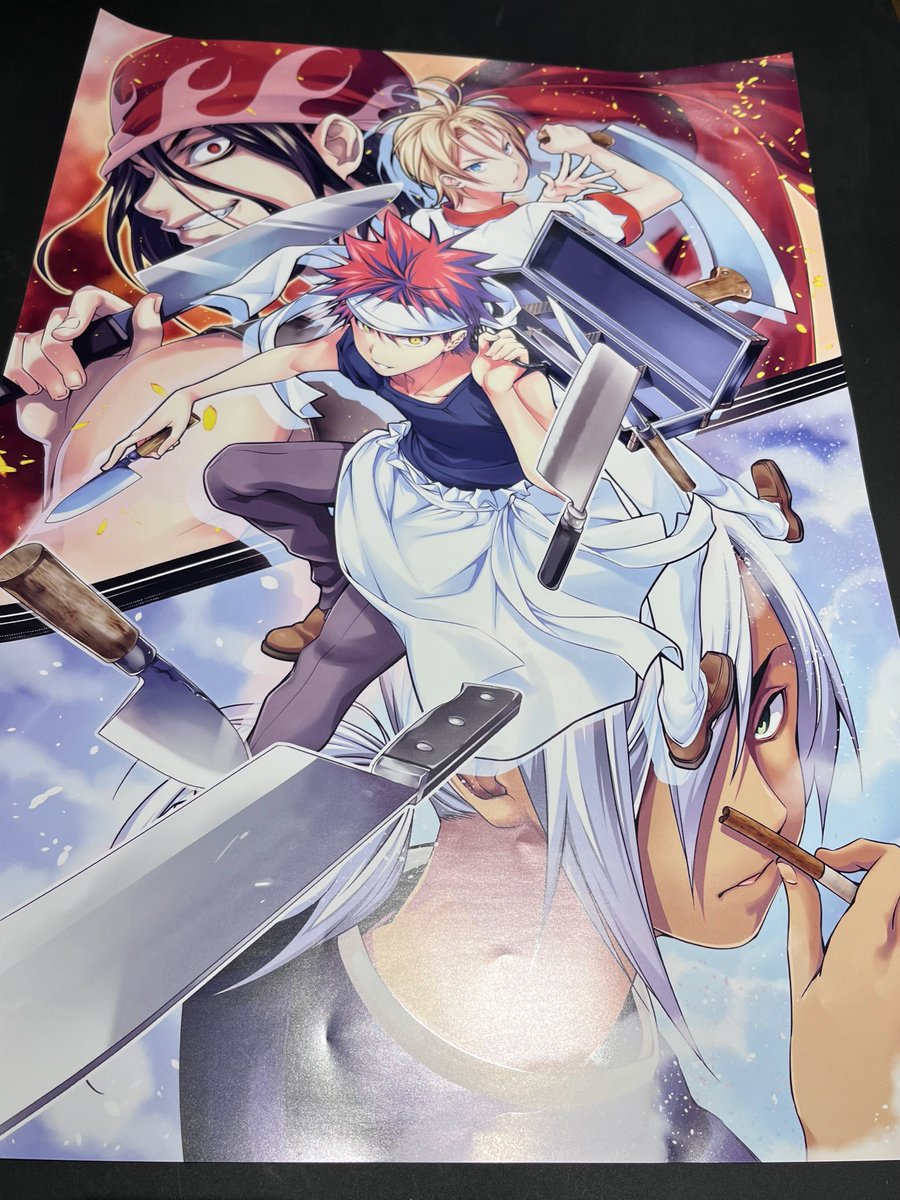 10th_soma's tweet photo. 【#遠月学園祭 グッズ発売中】

#食戟のソーマ の美麗な原作イラストを使用したグッズから
・白雲石コースター
・ポスター（全2種）
をご紹介。

ご購入は11月30日まで。
https://t.co/1UG8v088Pi https://t.co/BWQ5Edrwcc
