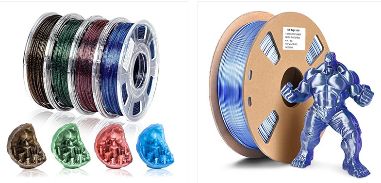 $14.99 Silk Magic dual color PLA
50% off coupon on product page
afflink: amzn.to/3O73TB3

$17.49 Silk Magic Starry Series PLA (4x250g or 1kg)
50% off coupon on product page
afflink: amzn.to/3V1pIEk