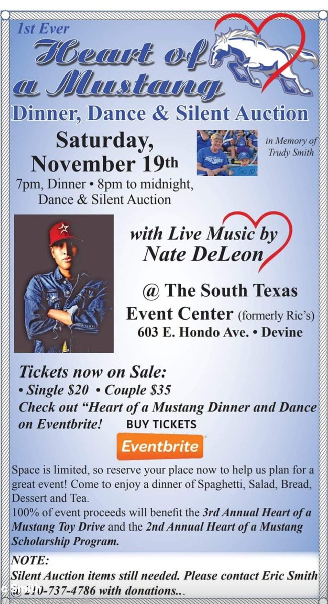 SouthTejas1984's tweet image. Our 2nd Heart of a Mustang Toy Drive Meeting is tomorrow at 6:30pm at LaPasadita! We could use more Volunteers! 

#ForOurKids