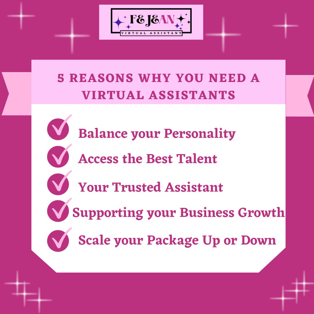 fejeanQ's tweet photo. 👉5 Reasons why you need a Virtual Assistants😊

PS: if you need help? I'm willing to help you! 
DM me and let me help you😊 
#workwithfejean
#virtualassistant
#virtualassistantservices
#digitalvirtualassistance
#generalvirtualassistance
#onlinevirtualassistance https://t.co/Vw8BWcPqCE