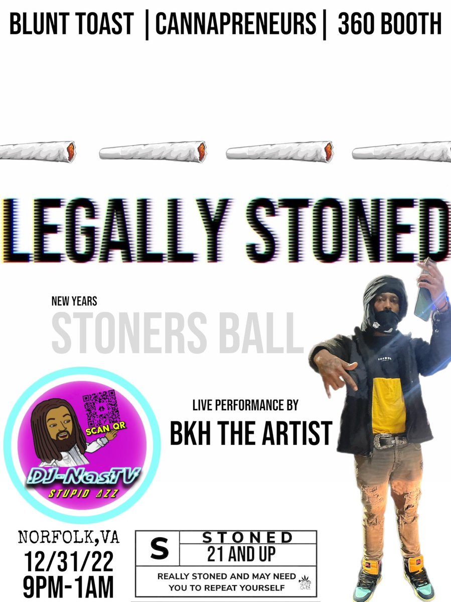 STONERSCLUBTV's tweet photo. Seven5seven Legally Stoned Stoners ball 12:31:22 #StonerFam #757events #757artist #757music #newyears #tapin #talent #graphicdesign https://t.co/pYGXOADjEZ artist, vendor and ticket signup we in downtown #NORFOLK https://t.co/Z6GgizHsPo