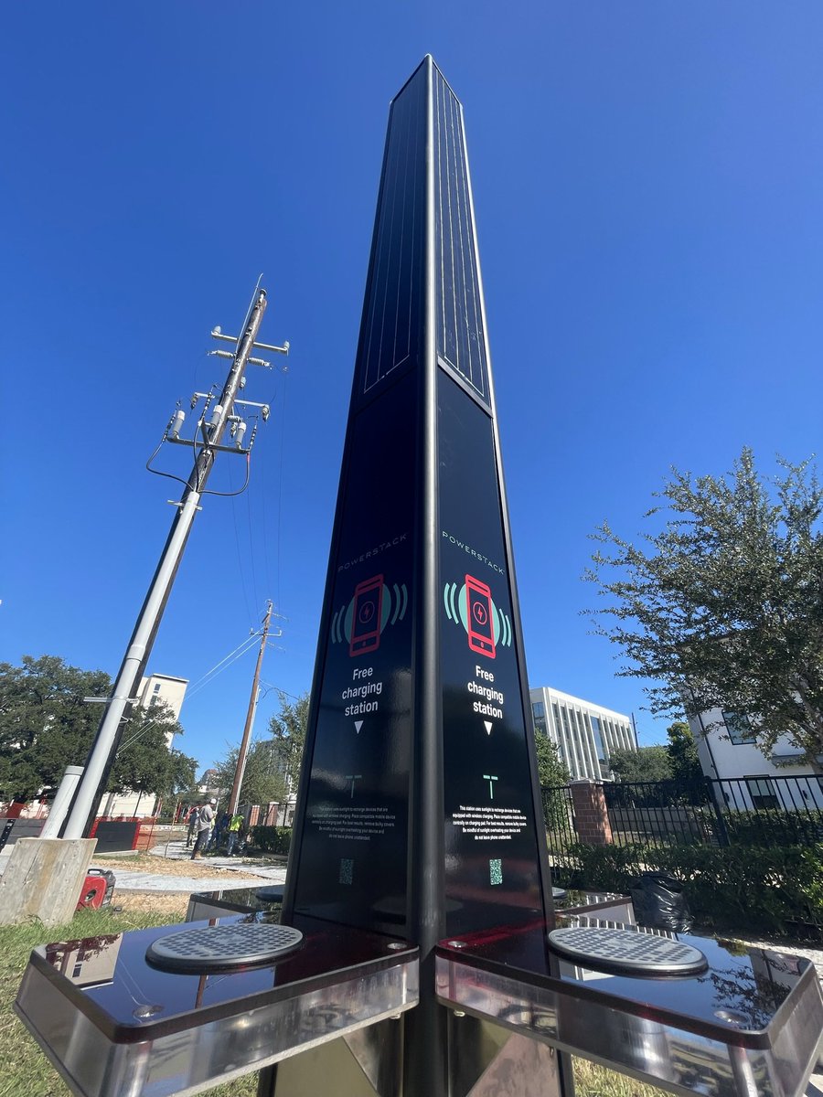 Proud that #PowerStack USA was able to be part of this project with a first-in-the nation deployment of our wireless #solar charging station for mobile devices. #smartcity #resilience #electrification
