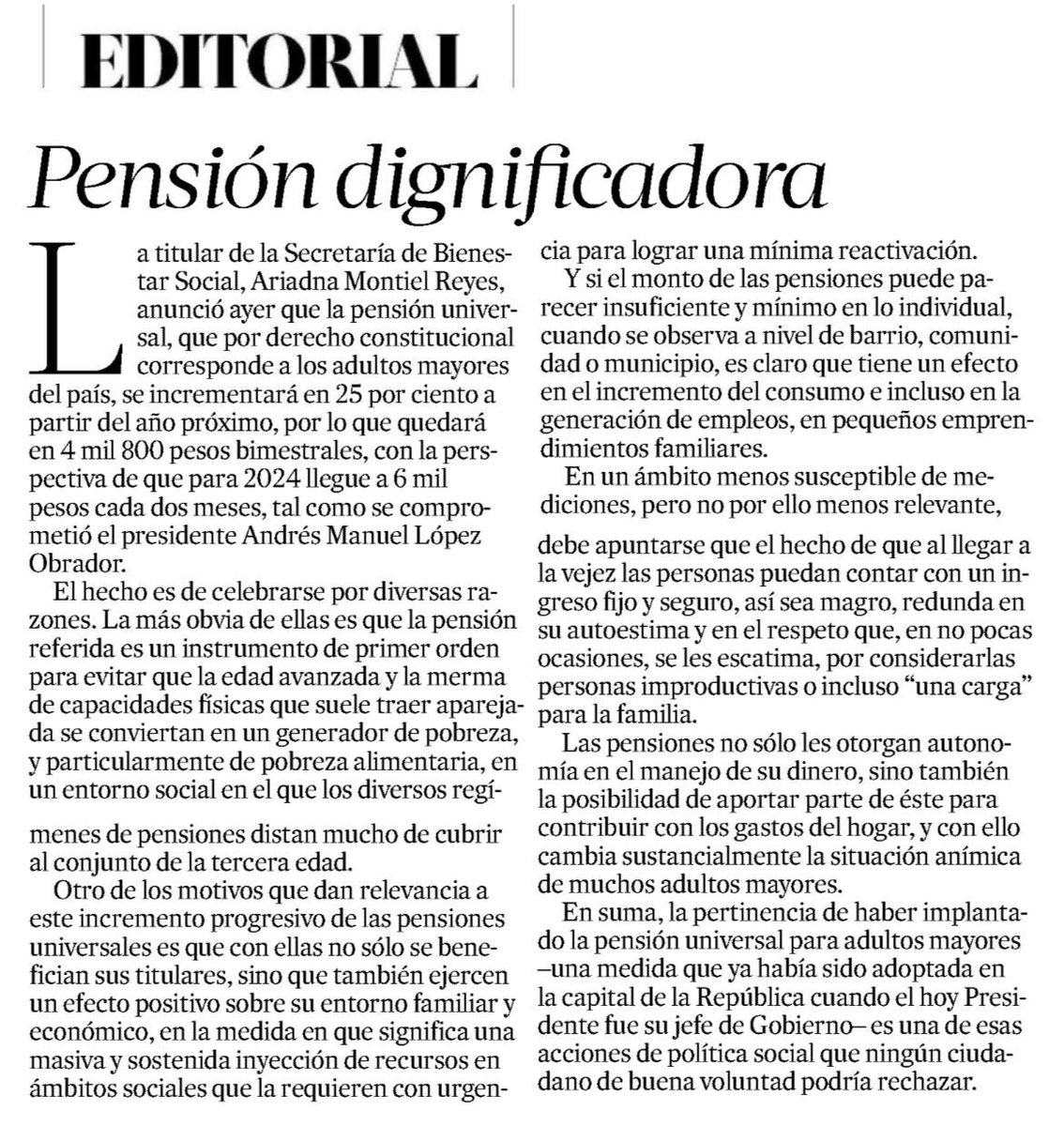 Imagínate vivir en Suiza y perderte como el presidente <a href="/lopezobrador_/">Andrés Manuel</a> a través de la secretaría de <a href="/bienestarmx/">Bienestar</a> <a href="/A_MontielR/">Ariadna Montiel Reyes</a> dignifican a nuestras personas adultas mayores… el próximo año se incrementará su pensión a $4,800 ♥️ solo aquí #PensionAdultoMayor