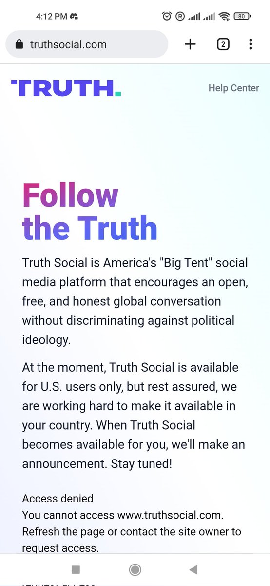 Still can't access Truth Social 😭💔