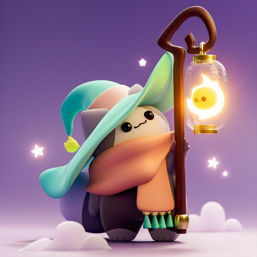 This lil adorable mage is in honor of <a href="/everythingacat/">Artist</a> hitting 80K followers on IG. Huzzah! 

#dtiys #cute #3Dartist