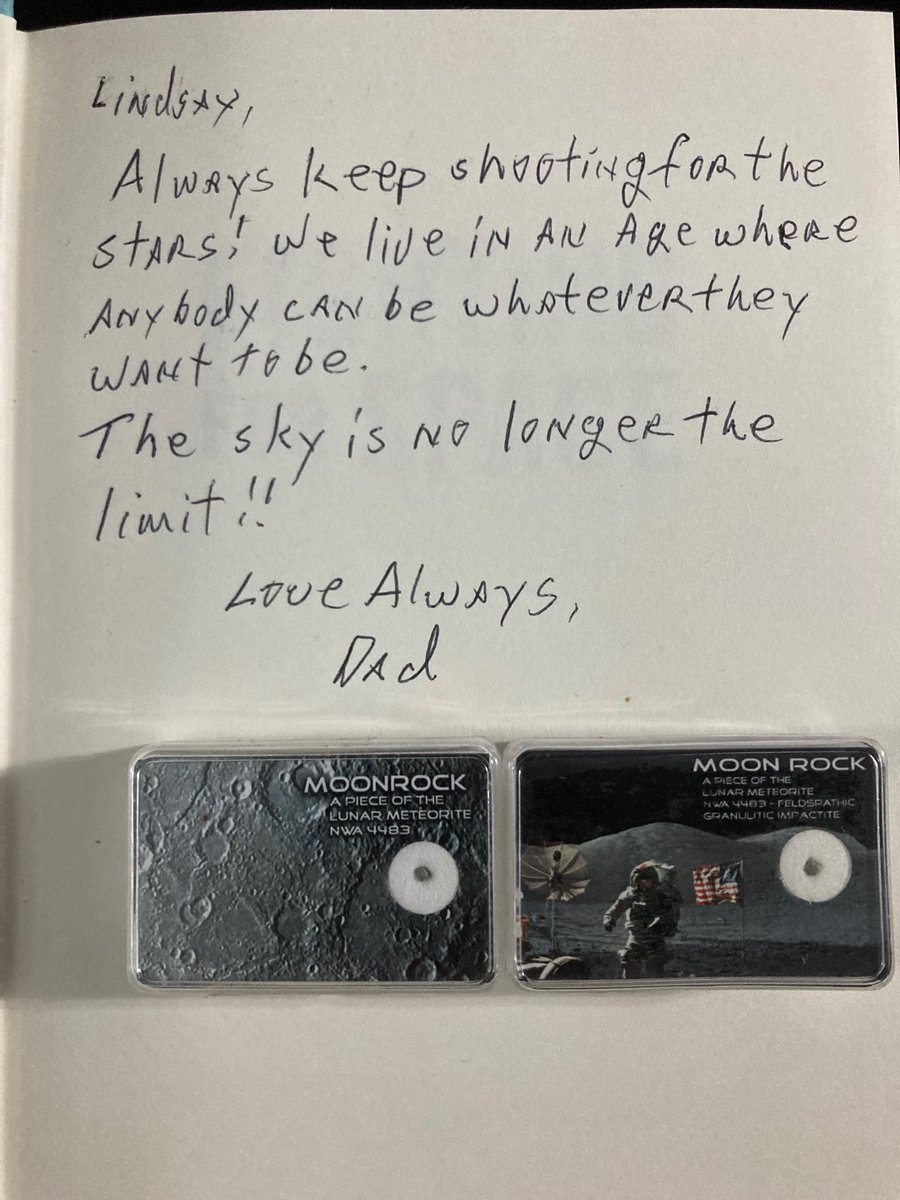 My dad gifted me a book about the women who fought and paved the way for female spaceflight and wrote this on the inside. I’m so proud of how far we’ve come and excited to see how far we, all of humanity, will go together! #Artemis #nasamoonsnap