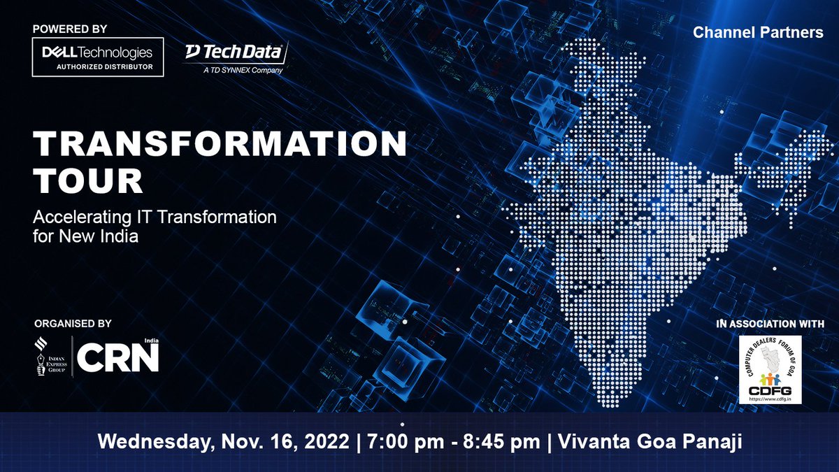 Express Computer (@expcomputer) on Twitter photo #TransformationTourwithDell, powered by <a href="/DellTechIndia/">Dell Technologies India</a> <a href="/Tech_Data_India/">Tech Data India</a> for the #ChannelPartners operating in #Panaji, in association with #CDFG on Wednesday, 16th November 2022 | 7:00 PM - 8:45 PM | Vivanta Goa, Panaji
<a href="/srikrp/">Srikanth RP</a> <a href="/NivedanPrakash/">Nivedan Prakash</a> <a href="/SandhyaMichu/">Sandhya Michu</a> <a href="/H_Y_DESAI/">Harshal Desai</a> #TransformationTourwithDell, powered by <a href="/DellTechIndia/">Dell Technologies India</a> <a href="/Tech_Data_India/">Tech Data India</a> for the #ChannelPartners operating in #Panaji, in association with #CDFG on Wednesday, 16th November 2022 | 7:00 PM - 8:45 PM | Vivanta Goa, Panaji
<a href="/srikrp/">Srikanth RP</a> <a href="/NivedanPrakash/">Nivedan Prakash</a> <a href="/SandhyaMichu/">Sandhya Michu</a> <a href="/H_Y_DESAI/">Harshal Desai</a>