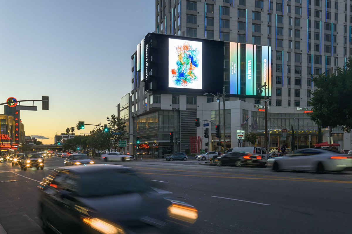 sheiladarcey's tweet photo. Coming down from my high from our Neoform event to be greeted by the sight of seeing my art on a billboard in LA thanks to @50mmCollective &amp; @vellumla. Soaking up all of its goodness after a challenging yet growth filled year. Truly blessed! 🙏🏽
@metamasquerade_ @standard_vision https://t.co/QTZH2JFxJ9
