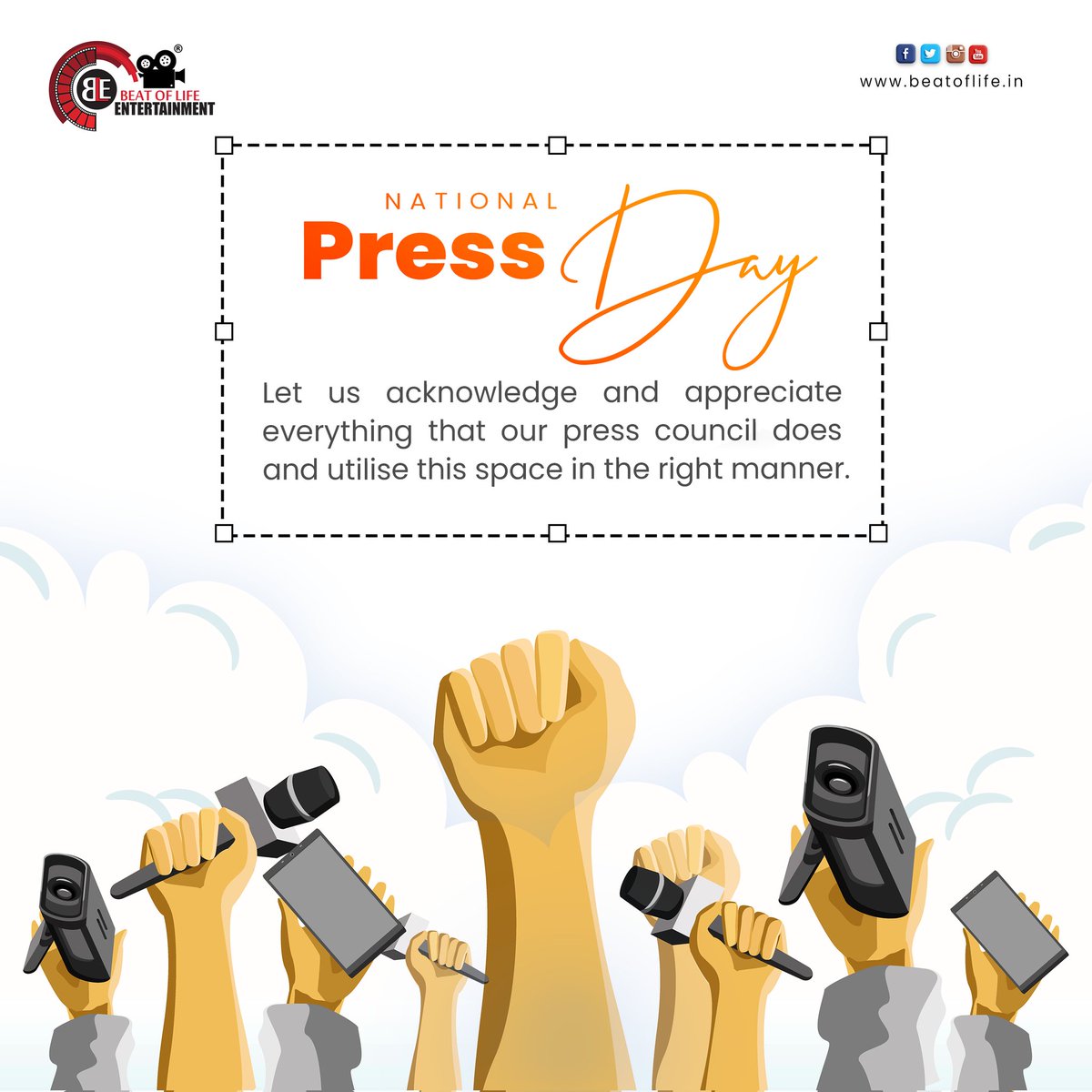 beatoflifeent's tweet image. National Press Day 

Let us acknowledge and appreciate everything that our press council does and utilise this space in the right manner.

#nationalpressday #prees #appreciate #presscouncil #ble #beatoflife #bleindia #beatoflifeentertainment #digitalmarketing #socialmediapost
