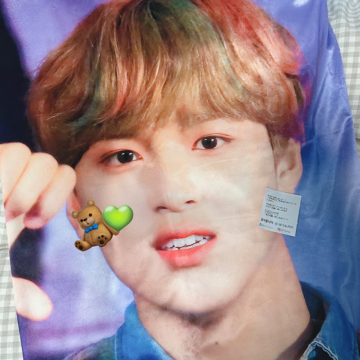 ___0660's tweet photo. @chocolate_nct 
안녕하세요!💚 이렇게 너무 귀여운 블랭킷을 만들어주시고 감사합니다!! 앞으로 더 추워질텐데 몸조심하세요!! 항상 너무 이뿐 사진을 올려줘서 진짜 감가합니다🐻💚 https://t.co/Qn53PHRRR1