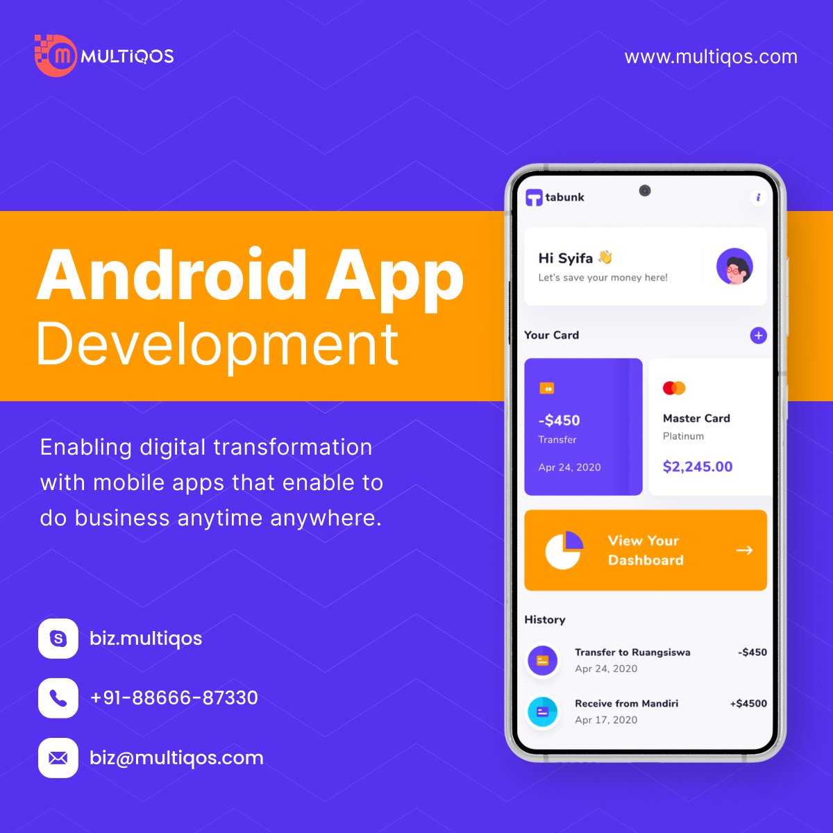 MultiQoS's tweet image. A team of #Androidappdevelopers at #MultiQoS provides cutting-edge #Androidapplications for a variety of #Android devices.

Do you want to grow your business using mobile app?

bit.ly/3EPUeMz

#androidapp #mobileappdevelopment #mobileappdeveloper